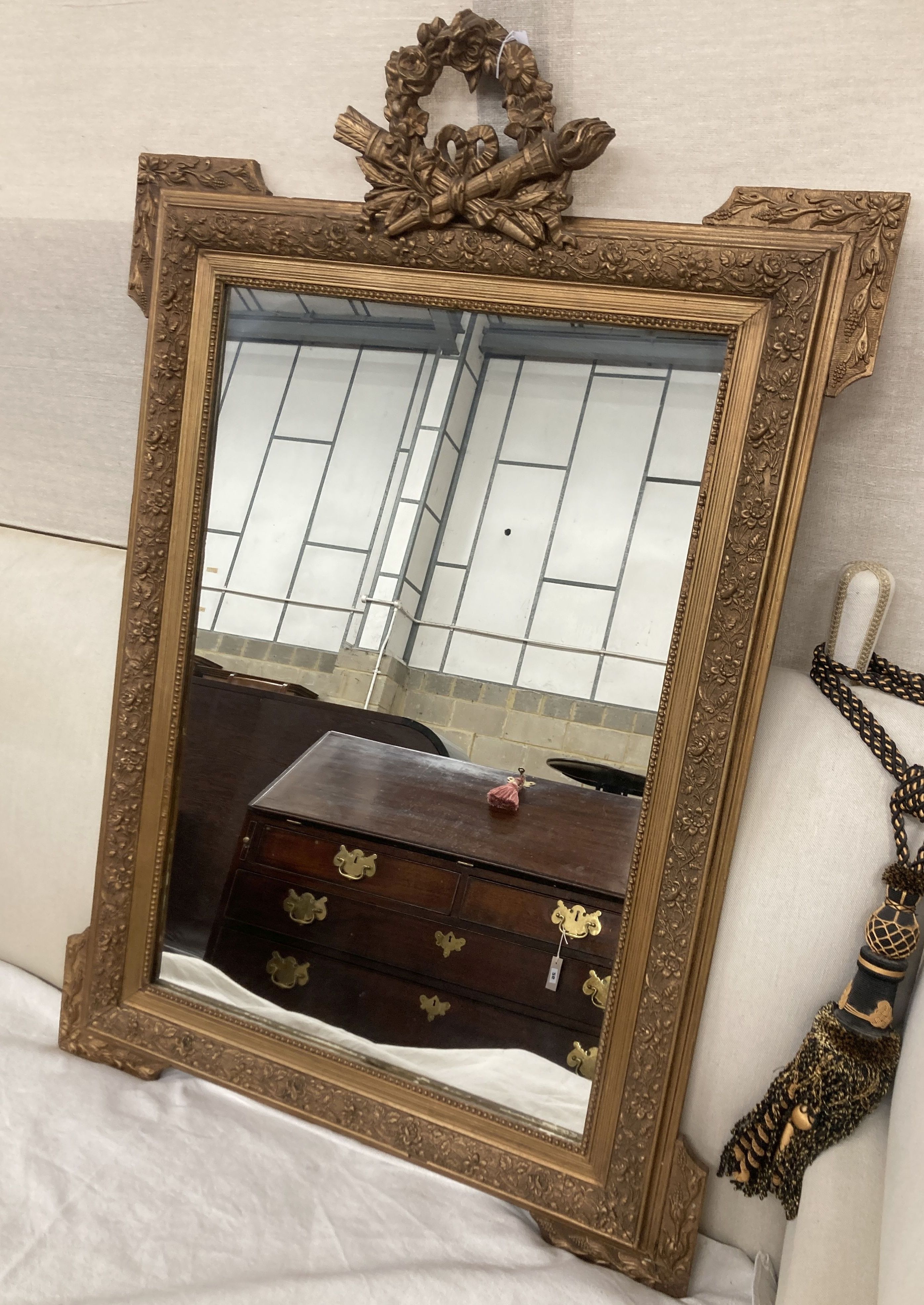 A French gilt wall mirror, width 82cm, height 120cm